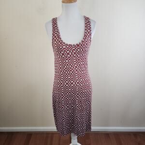 Storq Maternity Modal Blend Tank Dress Checkered Size 1, XS Rust Gray Stretch
